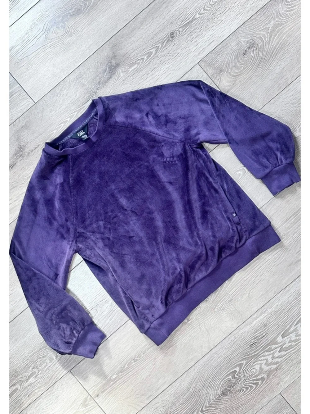 Athleta Girl Double Cozy Karma Velour Pullover Crewneck Plum Purple